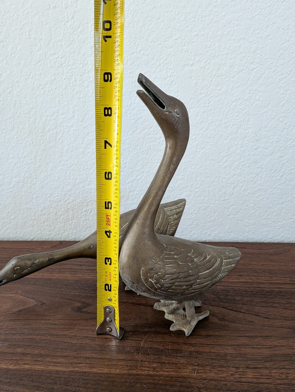 Vintage Pair Brass Geese Figurines Duck Statues MCM Decor - Picture 13 of 16